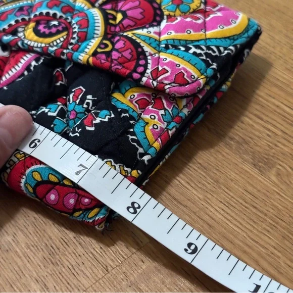 Vera Bradley Black Quilted Crossbody Strap Wallet in Parisian Paisley